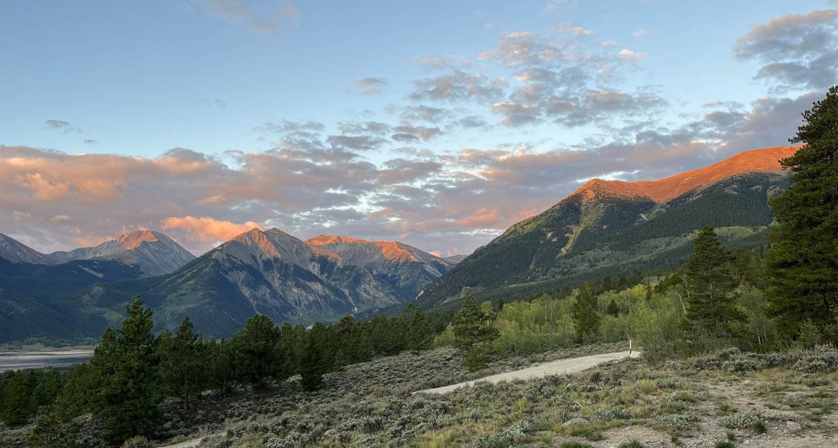Mt. Elbert at sunrise as seen from near the Colorado Trail