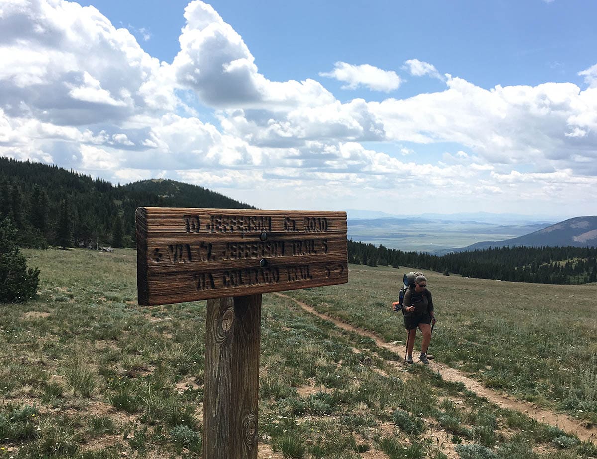 Sign on the Colorado Trail Pointing to Jefferson Creek