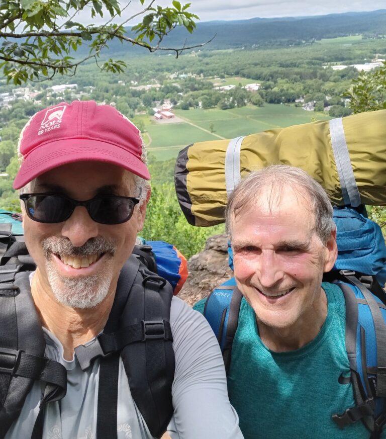 BearVault Adventure Ambassadors Barry and Dick backpacking in New Hampshire with a BV500