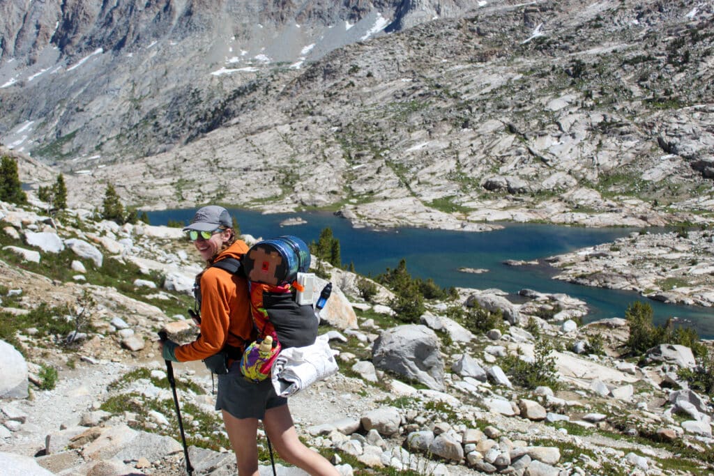 Female hiker backpacking the JMT.