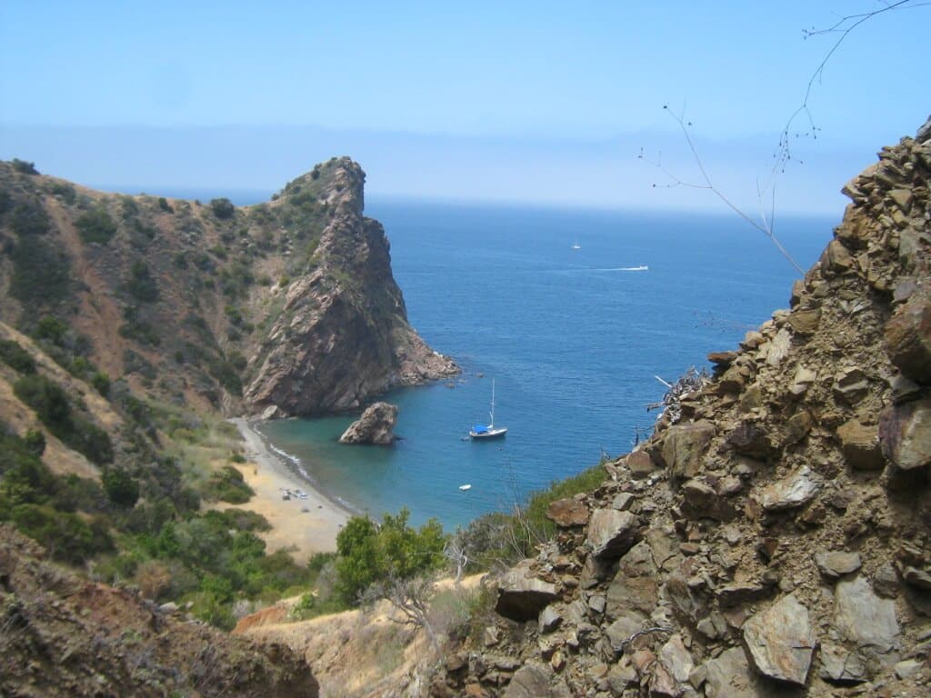 A dramatic and rocky beach